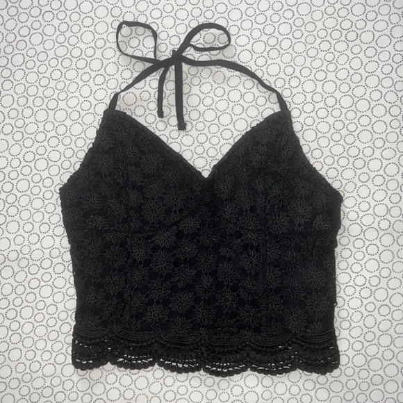 Hollister Tops - Hollister Black Crochet Halter Top